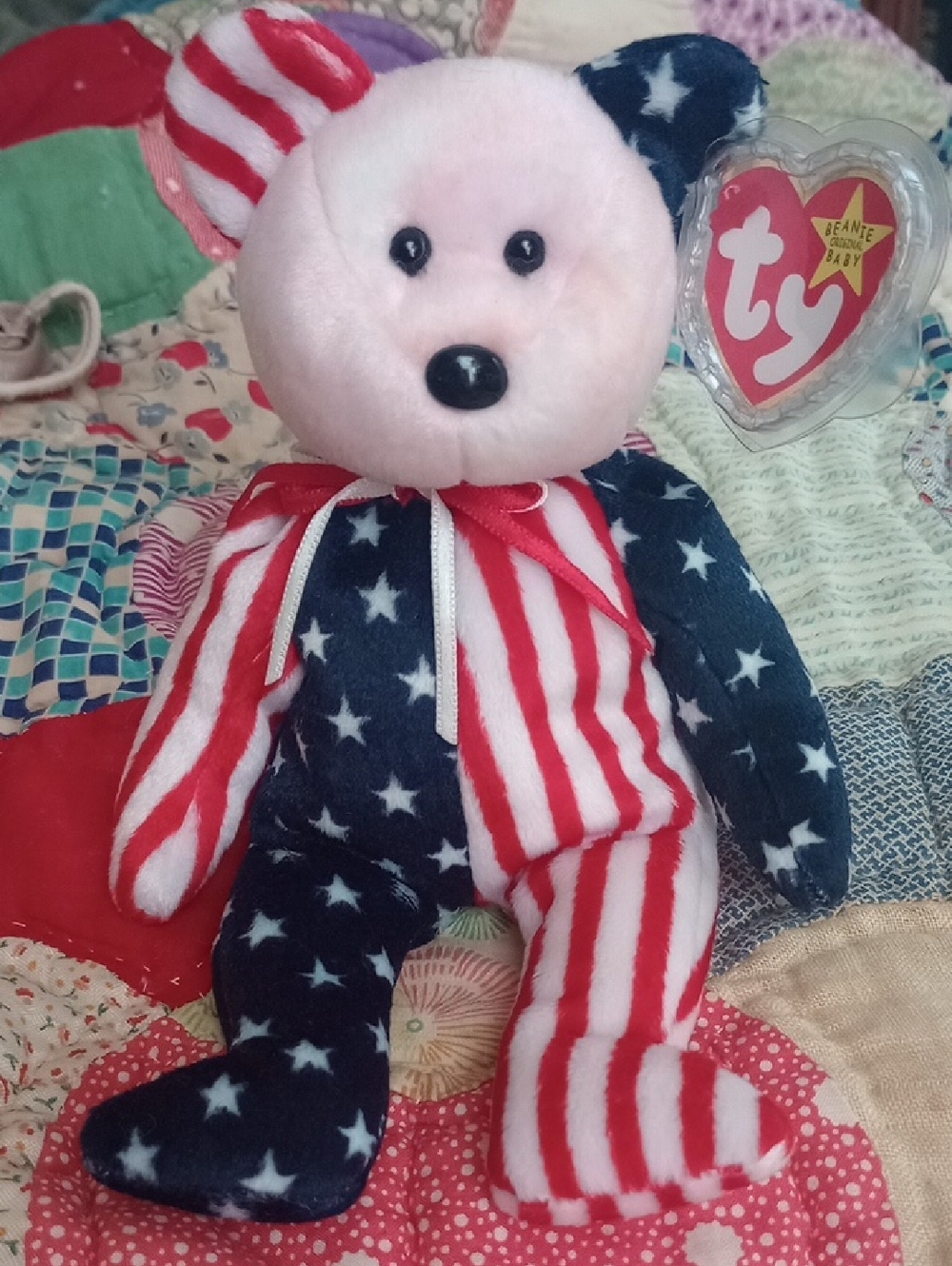 MNWT ORIGINAL TY BEANIE BABY "SPANGLE" The Patriotic Bear.